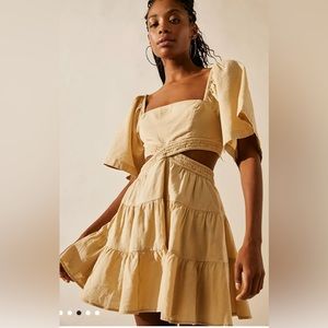 Free People Cross of Sunlight Mini Dress - khaki